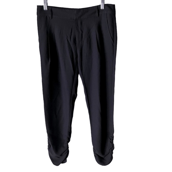 Parker Pants - Parker Black Relaxed Fit Loose Harem Mid Rise Pants Rouched Cuffs Crop 2 Small